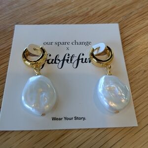 NWT Isla Pearl Earrings - Our Spare Change X FabFitFun